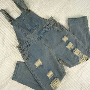 Blue Oversized Denim Jean Overalls Women’s Size Medium